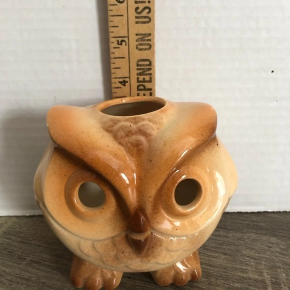 Vtg Hand Painted Ceramic Owl  Tealight Holder - Picture 4 of 7